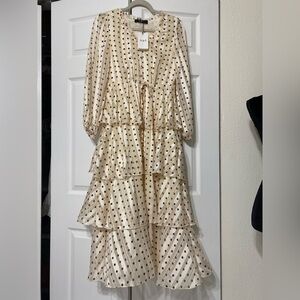 NWT O.P.T. Polka Dot Tiered midi Dress size S